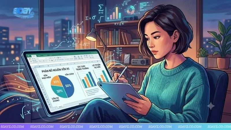 Người chơi phân tích bảng vốn và áp dụng cách soi cầu chạm tổng đề trên máy tính bảng.