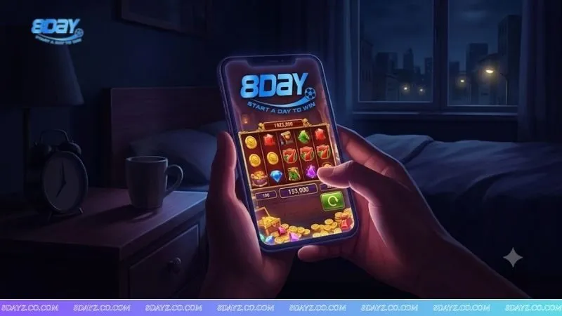 Trải nghiệm game nổ hũ trên điện thoại ban đêm để áp dụng cách nhận biết chu kỳ trả thưởng của slot online.