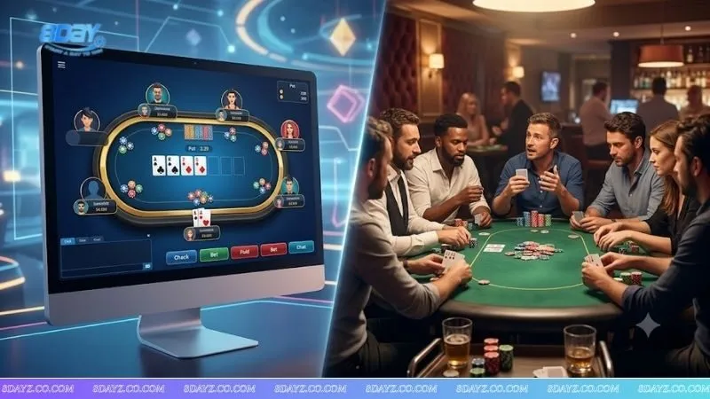 So sánh sự khác biệt khi sử dụng mẹo chọn bài khởi đầu trong poker giữa sảnh trực tuyến và thực tế