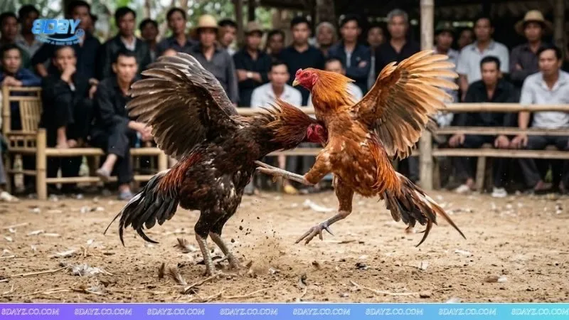 Tư thế thi đấu và lối đánh đặc trưng giúp sư kê hiểu rõ cách phân biệt gà đòn và gà cựa trên sới gà.